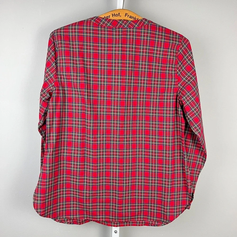 Talbots Petites Red Tartan Plaid Popover Shirt Top Womens‎ MP Holiday Christmas